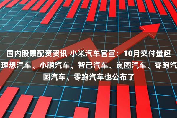 国内股票配资资讯 小米汽车官宣：10月交付量超40000台！理想汽车、小鹏汽车、智己汽车、岚图汽车、零跑汽车也公布了